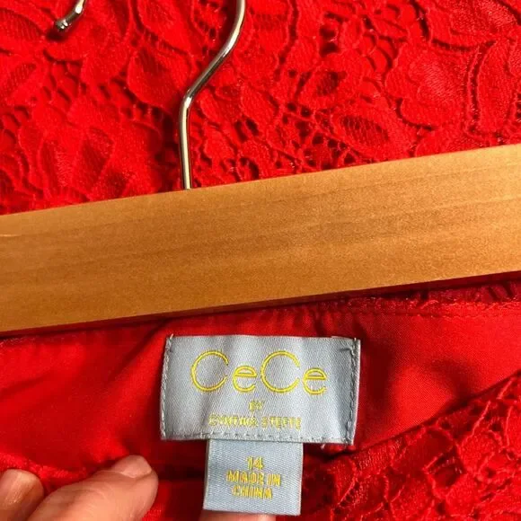 CeCe Red Pencil Midi Skirt for Night Out - Picture 7 of 11